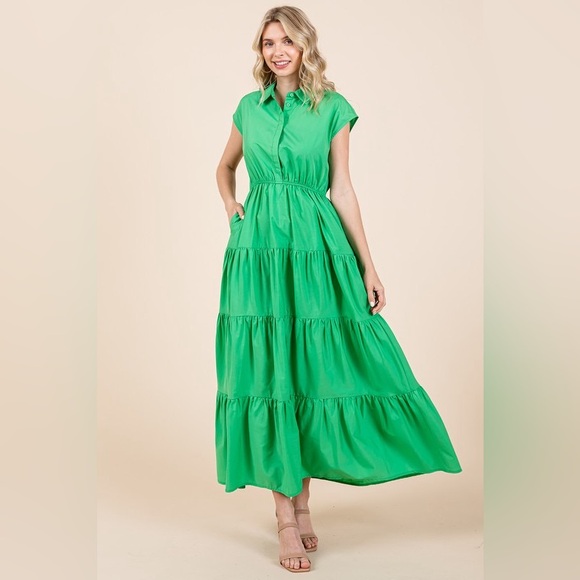 Mittoshop Color Block Tiered Pull-On Maxi Dress